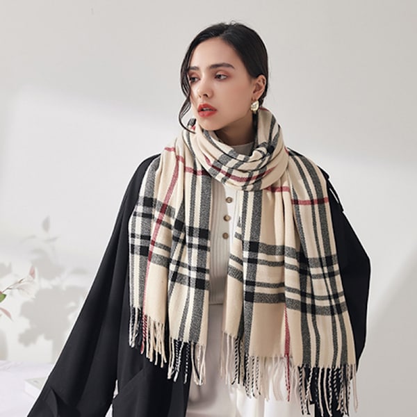 Cashmere-liknande halsduk med tofsar och sjal, varm halsduk för höst och vinter