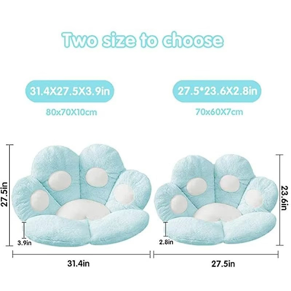 Kattens pote pute komfortabel kawaii stol plusjpute form lat pute for gamer stol koselig gulv søt sete kawaii for jente arbeider gave 70*60cm - Grå