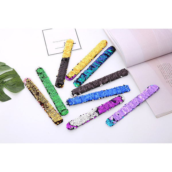 12 stk. (tilfeldige farger) Sequin Mermaid Armbånd 2-farget Reversib
