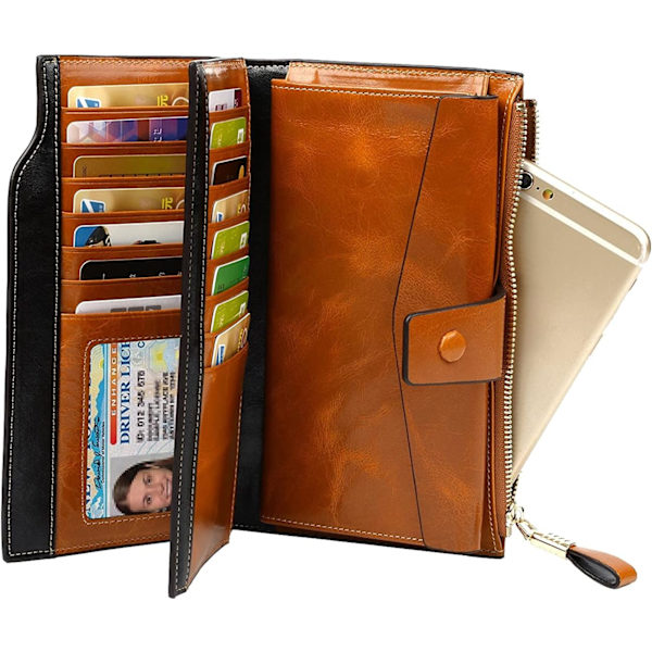 Damplånbok RFID-blockerande äkta lädermyntväska Bifold W