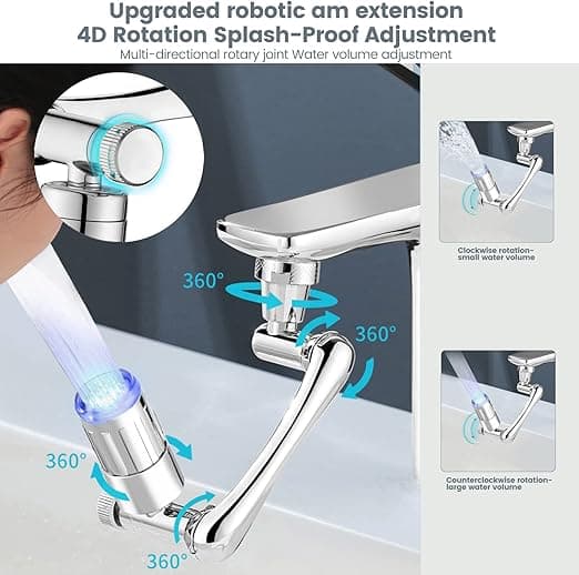 1440° roterende kranmunnstykke, kranlufter med LED-lys