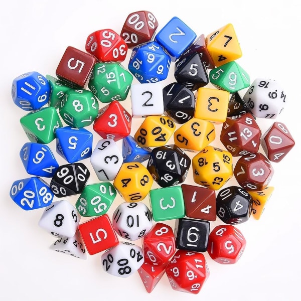 7 x 7 (49 kappaletta) monitahokas noppa 7 väriä roolipeli noppapeli