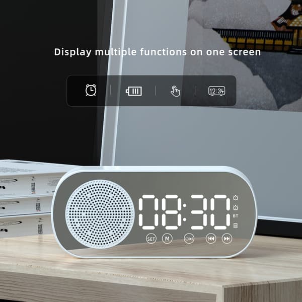 Bluetooth-herätyskello Älykäs kaiutin, LED-peili Digitaalinen herätyskello