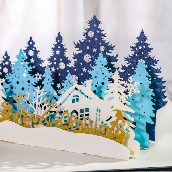 3D julekort, pop-up julekort, foldet tredimensjonalt