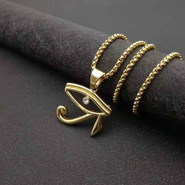 CZ Eye of Horus Egypt Protection Pendant på rustfritt stål halskjede
