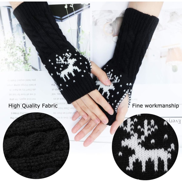 Vinter Fingerless Handsker - Dame Arm Varmer Handsker Strik Croche