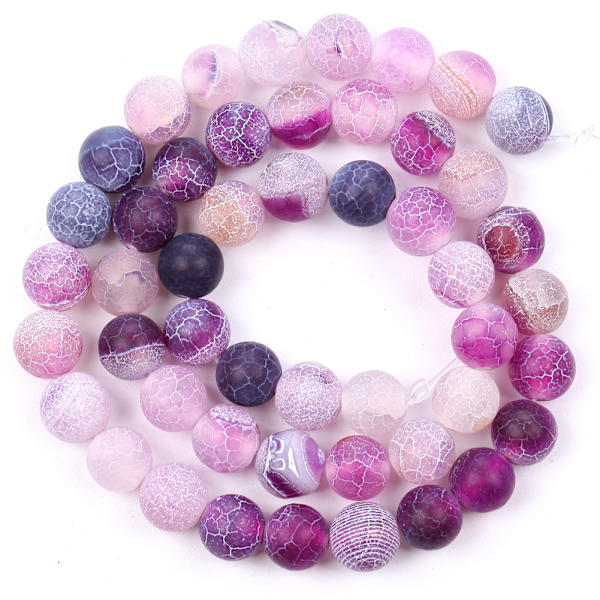 8mm Matte Agat Pärlor Set Natursten Frosted Agat Semi Preci