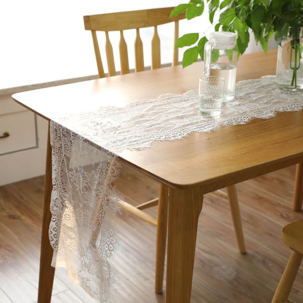 Hvid blondedug 35*300cm broderet blonde rustik bryllup d