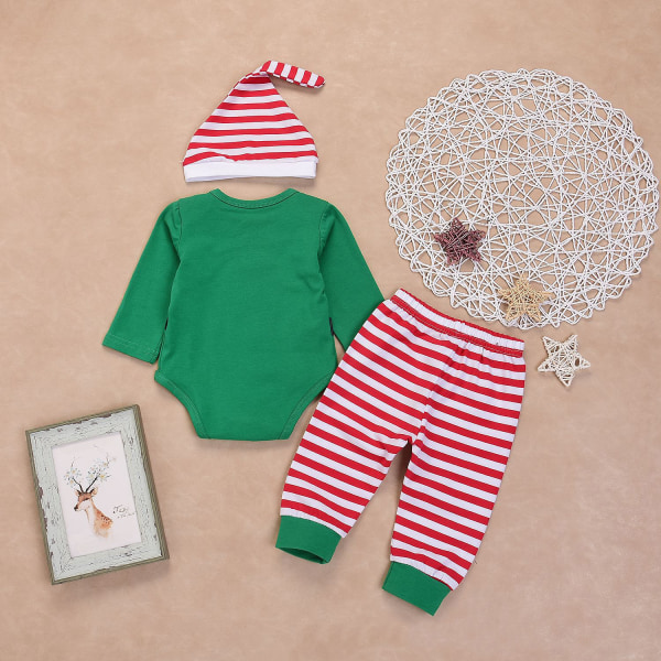 3 stk. Baby Boy Girl Jule Nisse Outfit Langærmet Romper med