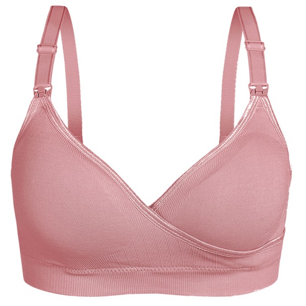 Gravide kvinders frontåbne knap amme-bh - Peach XL