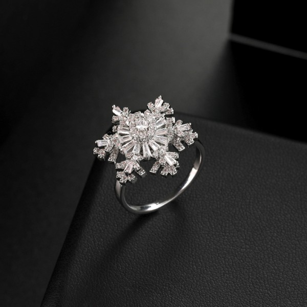 Rotating snowflake ring rotating rotating ring female fashion pe