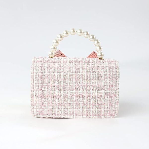 Lille pigers mini sløjfe pung med kæde til småbørn, pink