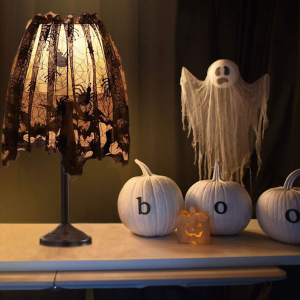 Halloween Lampeskærm Betræk Dekoration, Sort Blonder Bånd Edderkoppespind