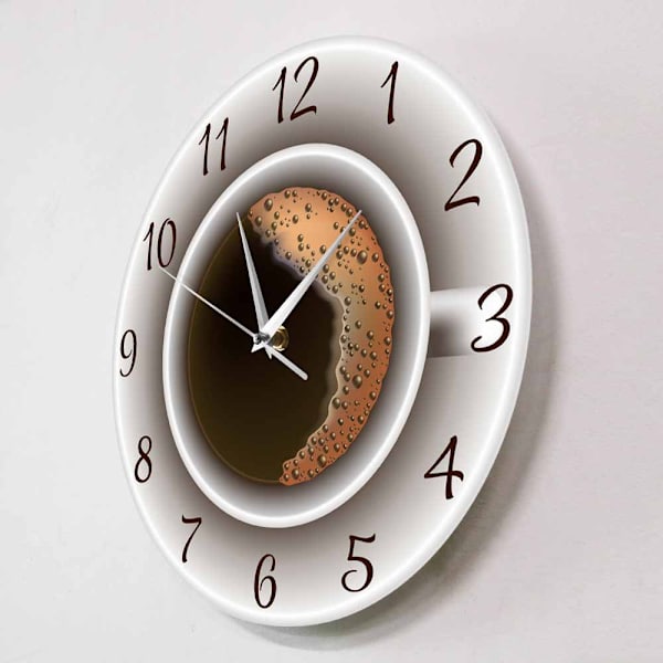Skumkaffe Kopp Väggklocka Café Sovrum Klocka Hem Kök Nordi
