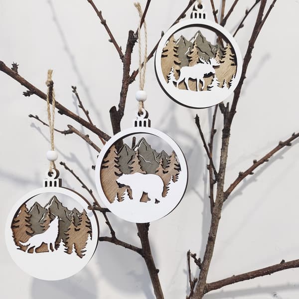 3PCS Julgransprydnader Trä Julgransprydnader Set Kit