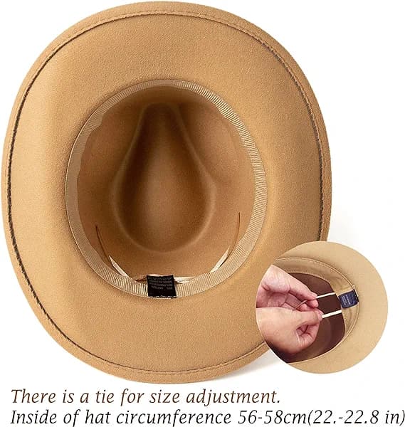 Western Cowboy Hat Bred Brätte Utomhus Fedora Hat, Kamel