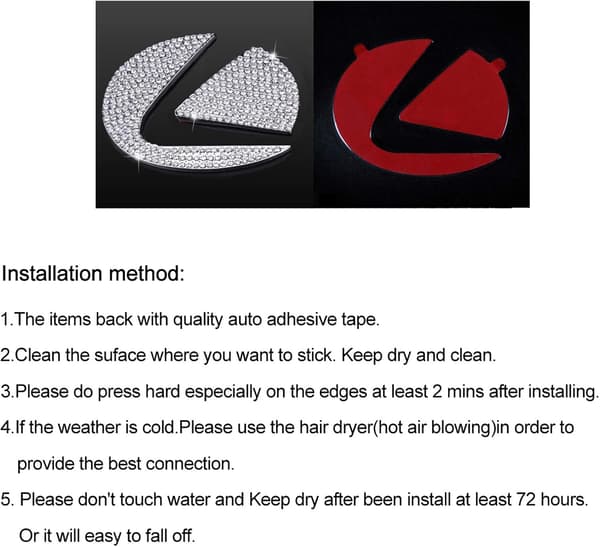 Bling-rattskylslogokapslar kompatibla med Lexus, DIY Diamon