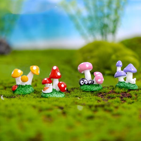 4 Moss Microlandscape Resin Prydnader Svampplexus Cartoon Mu