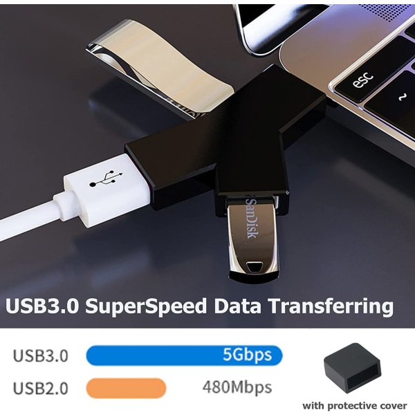 2kpl USB 3.0 -keskitin, USB 3.0 3 -porttinen keskitin, USB-telakka, datan H