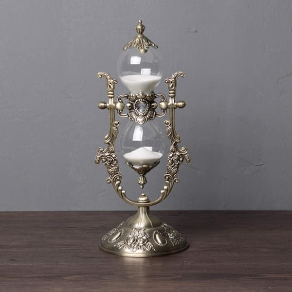 Timeglass, 15 minutters timeglass, preget hvitt sand