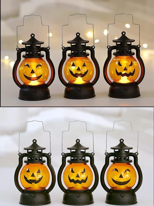 3 stk. Mini Halloween græskarlys lanterne LED græskarlys f