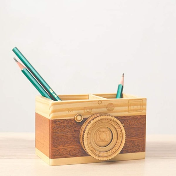 Large Capacity Wooden Pen Holder Ornament for Learning Stationer