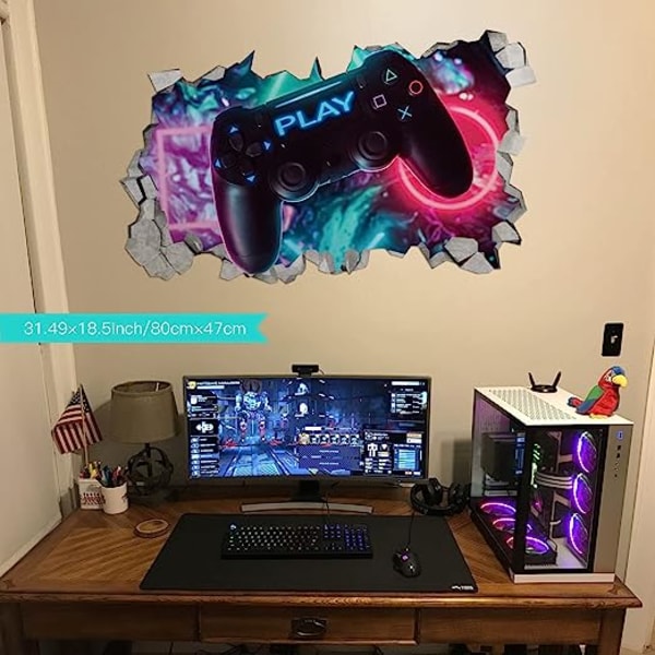 3D Gamer Väggdekaler, Gamer Poster Väggdekoration