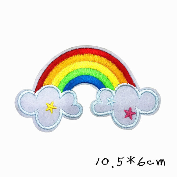11 patches, stryge-på broderet patch i form af regnbue -