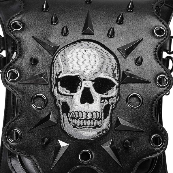 Højt Skull Bæltetaske, Steampunk Nitte Fanny Pack, Gotisk Læderrod