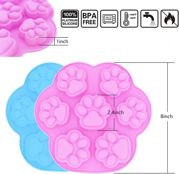 Silikoneforme, 2 stk. 3D store søde kattepote silikoneforme med 7
