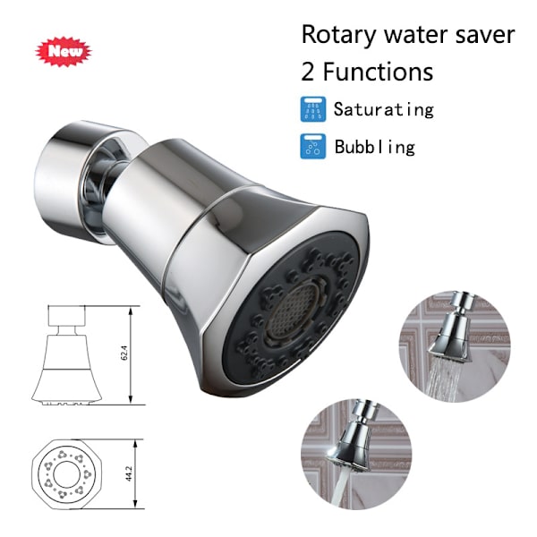 Kökskran Duschmunstycke Bubbler Kran 360° Universal Rotat