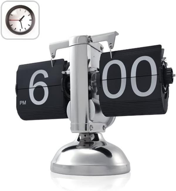 Flip-up digitalt retro-ur - Internt gear-styring - Sort
