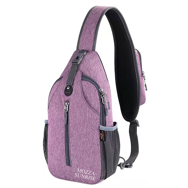 Crossbody Sling Rygsæk Sling Taske Rejse Vandreture Brysttaske Dagrygsæk (Lilla)