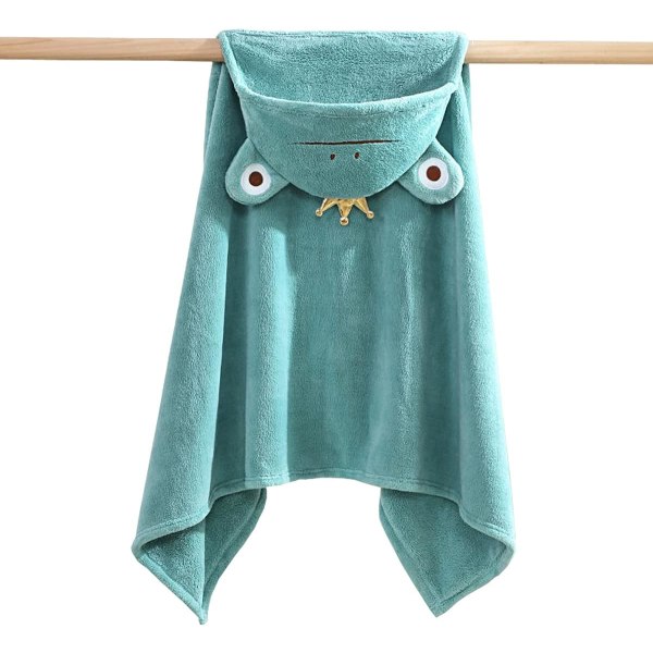 Hooded Towel for Kids Soft Absorbent Bath Towel with Cute Frog D