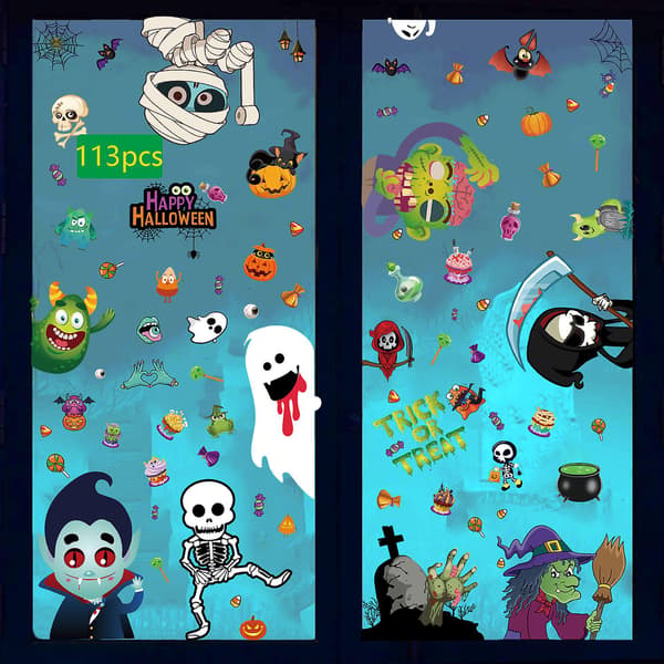 Halloween Græskar Kat Flagermus og Spøgelse Stickers