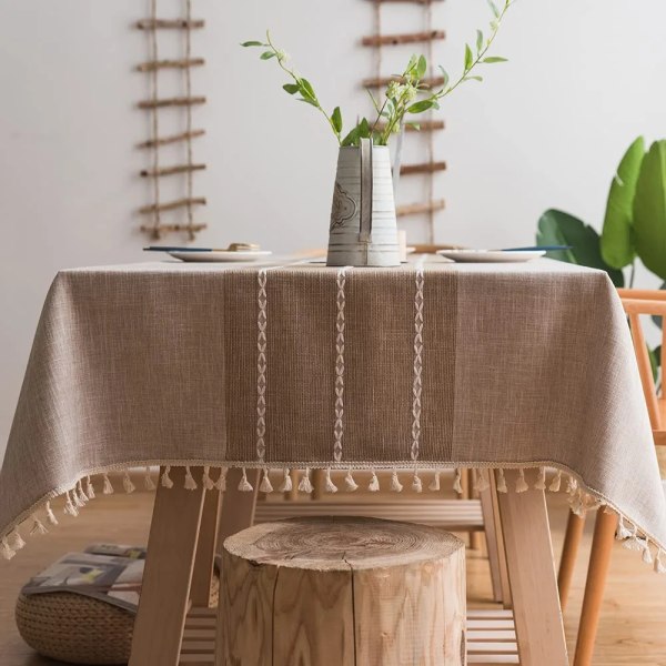 Kraftiga dukar av bomullslinne för rektangulärt matbord