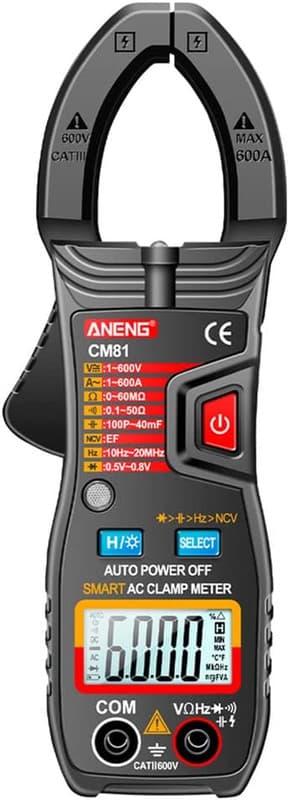 6000 ganger digitalt klemmemåler DC/AC strøm- og spenningstester black