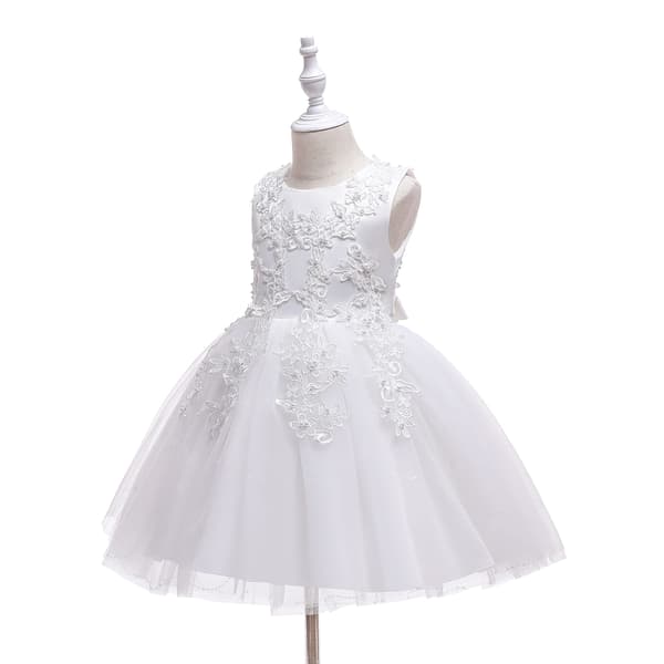 Flickor Spets Brudtärneklänning Blomster Barn Bröllopsbalklänning Småbarn Prinsess Tävlingsaftonklänningar White 140CM/7-8years