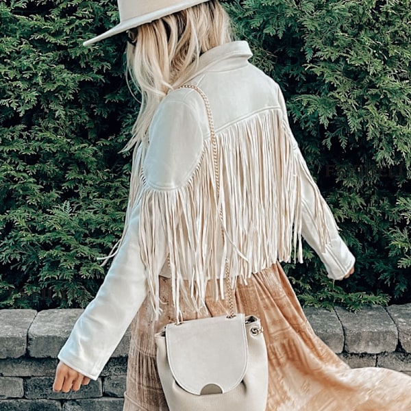 Kvinners Faux Suede Lærjakke Frakk med Åpen Front Krage an