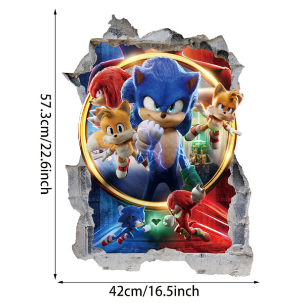 Sonic Adventure Wall Stickers 3D Smashed Custom Hedgehog Kids Ga