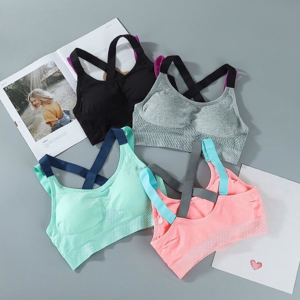 Kvinnors Tank Top Push Up Fitness Sport BH - Grå M