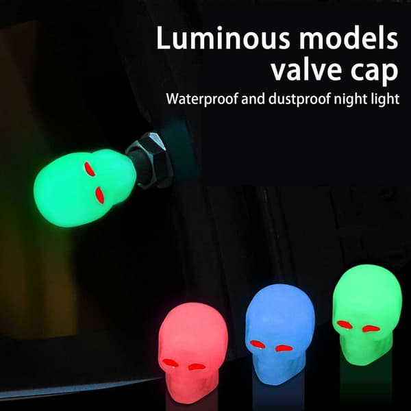 Nya 4 st universella fluorescerande bildäckventilhattar lysande däck