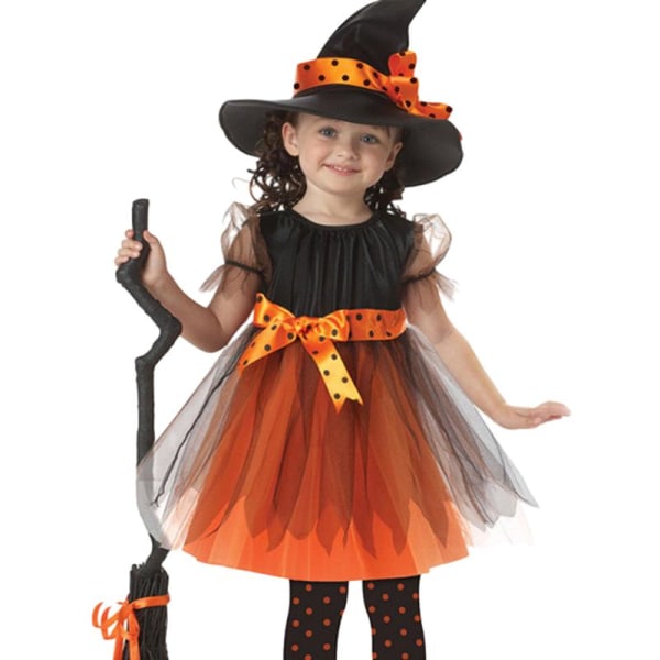 Halloween-kostym barn häxa cosplay kappa 130