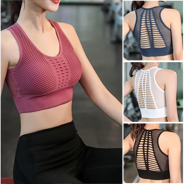 Mesh ytterkläder plus size sport och fitness bh - Rosa L