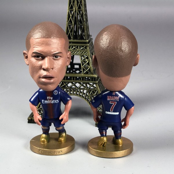 Fotbollsfan Paris Mbape docka handgjord modell