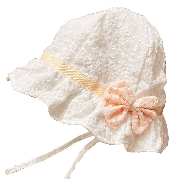 Rosa 1 st spetsbåge sommar babyflicka hatt Bomull solhatt Nyfödd b