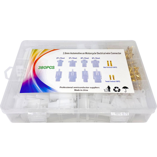 380PCS 2.8mm Automotive Connector Kit 2 3 4 6 Pin Elektriske Ledninger