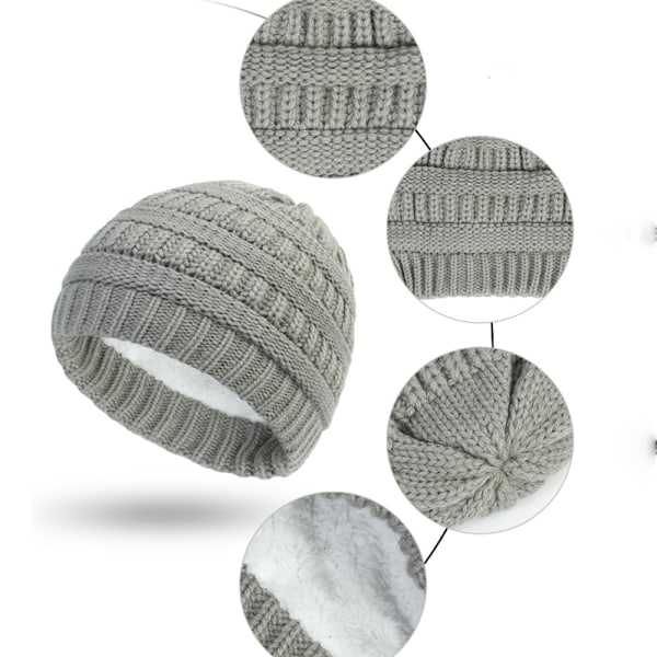 Lue og hanske sett for barn, gutter og jenter, strikket lue og fleece