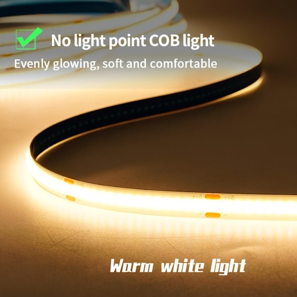 LED-lysstripe 5V USB LED-lys Display Skapbelysning COB LED-lysstripe 3500K Varmt Hvit 5M