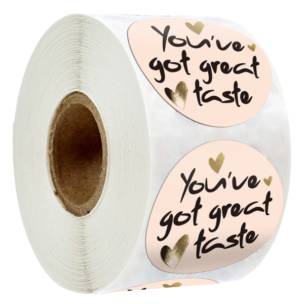 500 You've Got Great Taste Sticker Etiketter - Pastellrosa med Gol